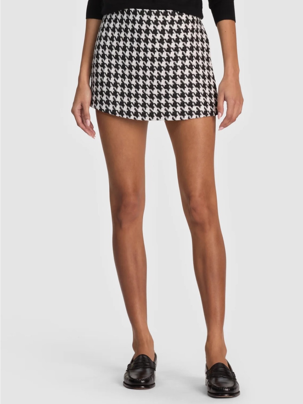 Alice + Olivia Black & White Houndstooth Tweed Skort